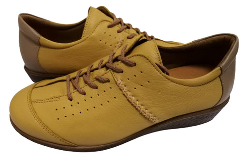 【ムーンスター SP2401 イエローコンビ】本革柔らかガーメントレザー使用靴紐シューズ